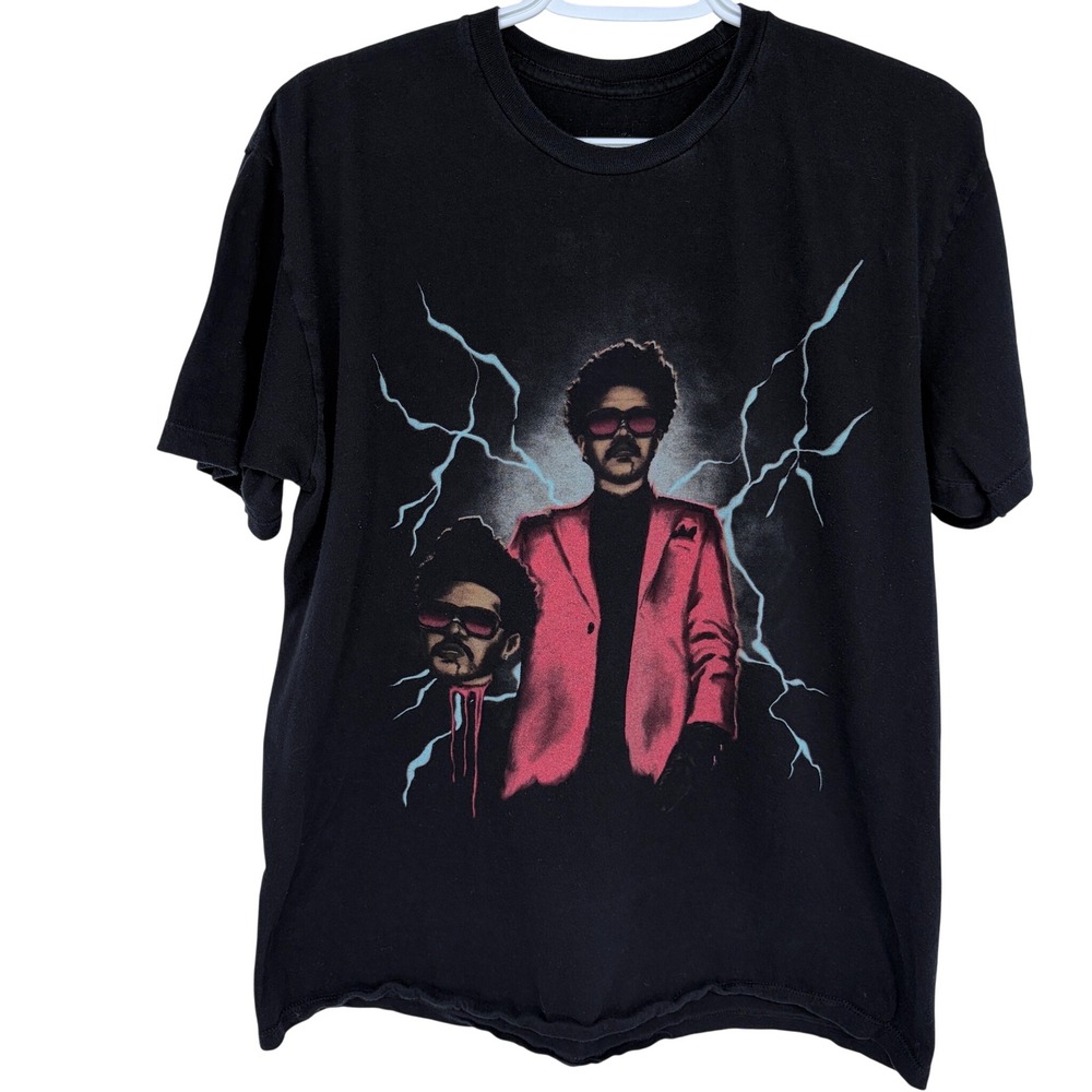 The Weeknd‎ After Hours Graphic T Shirt Large Men's Tour Tee Lightning Black XO